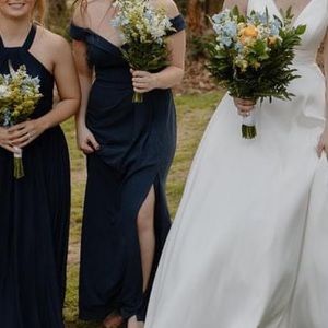 Navy blue David’s bridal bridesmaid dress size 8